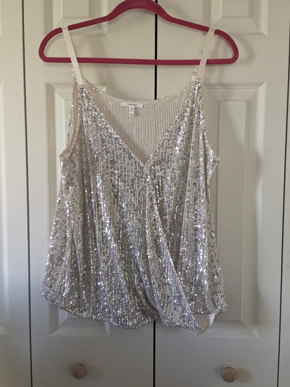 Maurices Silver Sequin V-Neck Spaghetti Strap Camisole